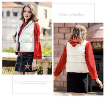 Load image into Gallery viewer, 2018 Winter new brand women's short feather vest white velvet warm women's vest jacket 93078