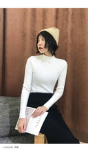 Load image into Gallery viewer, Fall/winter 2018 semi-high collar slim fit pullover female slim solid color base shirt long sleeve sweater female 6888#