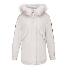 Load image into Gallery viewer, [Janfei] New winter 2008 women's wear with thick cap and cordage jacket, large hairneck down jacket 93075