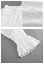 Load image into Gallery viewer, Spring 2019 New Women's Wear Pure Collar Horn Sleeve Bottom Shirt, Lady Baitie Pullover Chiffon Blouse 59096