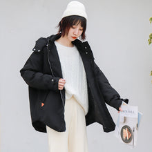 Load image into Gallery viewer, "Clearance seconds kill 156 yuan back and forth" solid color stitching cotton-padded jacket warm hooded cotton-padded jacket woman 2991