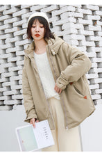 Load image into Gallery viewer, "Clearance seconds kill 156 yuan back and forth" solid color stitching cotton-padded jacket warm hooded cotton-padded jacket woman 2991