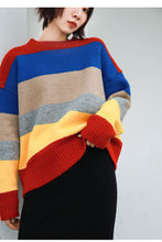 Load image into Gallery viewer, Colour rainbow sweater with loose Pullover and slim knitted sweater 6934