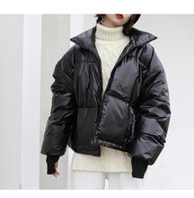 Load image into Gallery viewer, 2018 New Korean version of high collar short bread clothing thickened thin coat bright white duck down jacket 3009