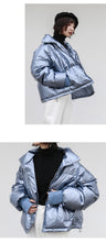 Load image into Gallery viewer, 2018 New Korean version of high collar short bread clothing thickened thin coat bright white duck down jacket 3009