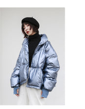 Load image into Gallery viewer, 2018 New Korean version of high collar short bread clothing thickened thin coat bright white duck down jacket 3009