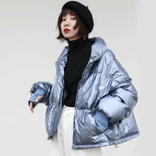 Load image into Gallery viewer, 2018 New Korean version of high collar short bread clothing thickened thin coat bright white duck down jacket 3009