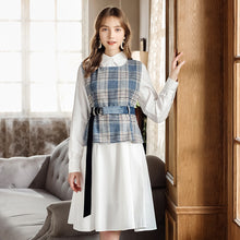 Load image into Gallery viewer, 2018 Winter Women's Shirt Skirt Bind Waist Armor Two-piece Set 83033