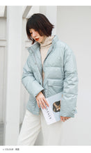 Load image into Gallery viewer, Bright Down Female 2018 Winter Dress Korean Edition Student Pure Collar Female White Duck Down Warming Jacket Tide 3013