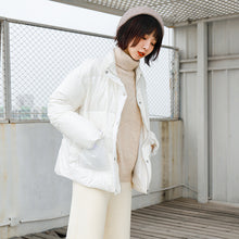 Load image into Gallery viewer, Bright Down Female 2018 Winter Dress Korean Edition Student Pure Collar Female White Duck Down Warming Jacket Tide 3013