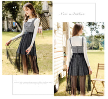 Load image into Gallery viewer, 2018 Autumn and Winter New Women's Warm Long Sleeved Knitted Sweaters Fashion Thousand Bird Gear Suspension Skirt Two-piece Set 83020