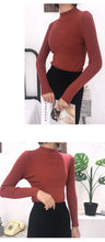 Load image into Gallery viewer, Fall/winter 2018 semi-high collar slim fit pullover female slim solid color base shirt long sleeve sweater female 6888#