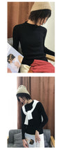 Load image into Gallery viewer, Fall/winter 2018 semi-high collar slim fit pullover female slim solid color base shirt long sleeve sweater female 6888#
