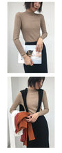 Load image into Gallery viewer, Fall/winter 2018 semi-high collar slim fit pullover female slim solid color base shirt long sleeve sweater female 6888#
