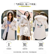 Load image into Gallery viewer, [Janfei] New winter 2008 women's wear with thick cap and cordage jacket, large hairneck down jacket 93075