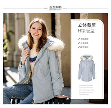 Load image into Gallery viewer, [Janfei] New winter 2008 women's wear with thick cap and cordage jacket, large hairneck down jacket 93075