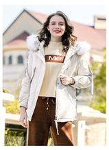 Load image into Gallery viewer, [Janfei] New winter 2008 women's wear with thick cap and cordage jacket, large hairneck down jacket 93075