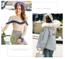 Load image into Gallery viewer, [Janfei] New winter 2008 women's wear with thick cap and cordage jacket, large hairneck down jacket 93075