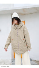 Load image into Gallery viewer, "Clearance seconds kill 156 yuan back and forth" solid color stitching cotton-padded jacket warm hooded cotton-padded jacket woman 2991