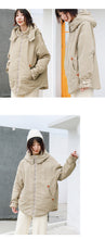 Load image into Gallery viewer, "Clearance seconds kill 156 yuan back and forth" solid color stitching cotton-padded jacket warm hooded cotton-padded jacket woman 2991