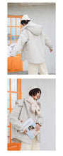Load image into Gallery viewer, "Clearance seconds kill 156 yuan back and forth" solid color stitching cotton-padded jacket warm hooded cotton-padded jacket woman 2991