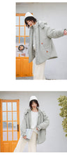 Load image into Gallery viewer, "Clearance seconds kill 156 yuan back and forth" solid color stitching cotton-padded jacket warm hooded cotton-padded jacket woman 2991