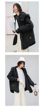 Load image into Gallery viewer, "Clearance seconds kill 156 yuan back and forth" solid color stitching cotton-padded jacket warm hooded cotton-padded jacket woman 2991