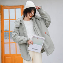 Load image into Gallery viewer, "Clearance seconds kill 156 yuan back and forth" solid color stitching cotton-padded jacket warm hooded cotton-padded jacket woman 2991