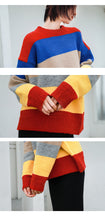 Load image into Gallery viewer, Colour rainbow sweater with loose Pullover and slim knitted sweater 6934