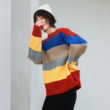 Load image into Gallery viewer, Colour rainbow sweater with loose Pullover and slim knitted sweater 6934