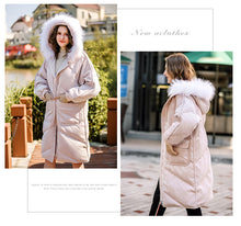 Load image into Gallery viewer, New Winter Female White Duck Down Mid-long Suit with Fur Collar and Warm Down Garment 93029