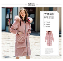 Load image into Gallery viewer, New Winter 2008 Women's Wear Thickened Long Cap Leisure Coat Large Hair Neck Down Garment 93076
