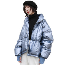 Load image into Gallery viewer, 2018 New Korean version of high collar short bread clothing thickened thin coat bright white duck down jacket 3009