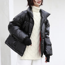 Load image into Gallery viewer, 2018 New Korean version of high collar short bread clothing thickened thin coat bright white duck down jacket 3009