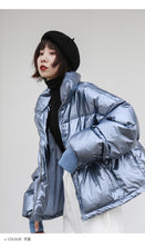 Load image into Gallery viewer, 2018 New Korean version of high collar short bread clothing thickened thin coat bright white duck down jacket 3009