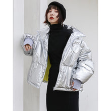 Load image into Gallery viewer, 2018 New Korean version of high collar short bread clothing thickened thin coat bright white duck down jacket 3009