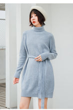 Load image into Gallery viewer, Rabbit velvet core-spun yarn sweater with bottom and high neck knitted sweater 9547