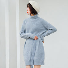 Load image into Gallery viewer, Rabbit velvet core-spun yarn sweater with bottom and high neck knitted sweater 9547