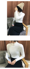 Load image into Gallery viewer, Fall/winter 2018 semi-high collar long sleeve knit sweater women slim pullover women slim solid color base shirt 6888#