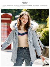 Load image into Gallery viewer, [Janfei] New winter 2008 women's wear with thick cap and cordage jacket, large hairneck down jacket 93075