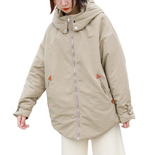 Load image into Gallery viewer, "Clearance seconds kill 156 yuan back and forth" solid color stitching cotton-padded jacket warm hooded cotton-padded jacket woman 2991