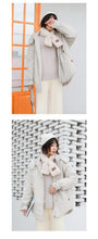 Load image into Gallery viewer, "Clearance seconds kill 156 yuan back and forth" solid color stitching cotton-padded jacket warm hooded cotton-padded jacket woman 2991