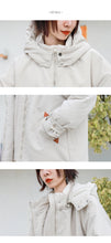 Load image into Gallery viewer, "Clearance seconds kill 156 yuan back and forth" solid color stitching cotton-padded jacket warm hooded cotton-padded jacket woman 2991