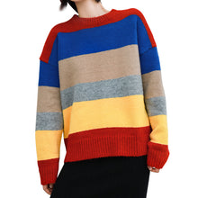 Load image into Gallery viewer, Colour rainbow sweater with loose Pullover and slim knitted sweater 6934