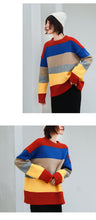 Load image into Gallery viewer, Colour rainbow sweater with loose Pullover and slim knitted sweater 6934