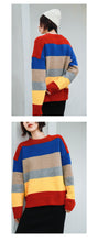 Load image into Gallery viewer, Colour rainbow sweater with loose Pullover and slim knitted sweater 6934