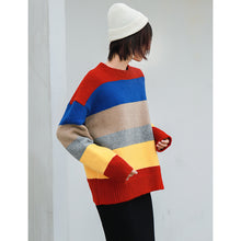 Load image into Gallery viewer, Colour rainbow sweater with loose Pullover and slim knitted sweater 6934