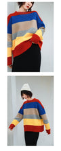 Load image into Gallery viewer, Colour rainbow sweater with loose Pullover and slim knitted sweater 6934