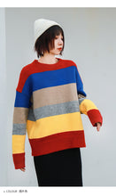 Load image into Gallery viewer, Colour rainbow sweater with loose Pullover and slim knitted sweater 6934