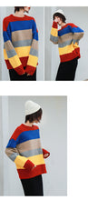 Load image into Gallery viewer, Colour rainbow sweater with loose Pullover and slim knitted sweater 6934